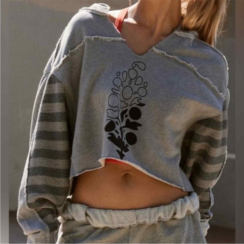 NWOT Free People Nights Like This Cropped Hoodie